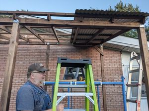 DIY catio construction in progress