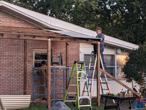DIY catio construction in progress