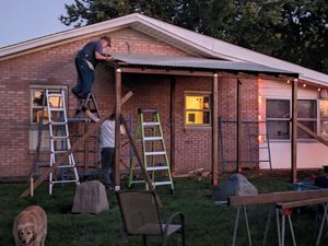 DIY catio construction in progress