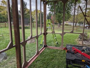 DIY catio construction in progress